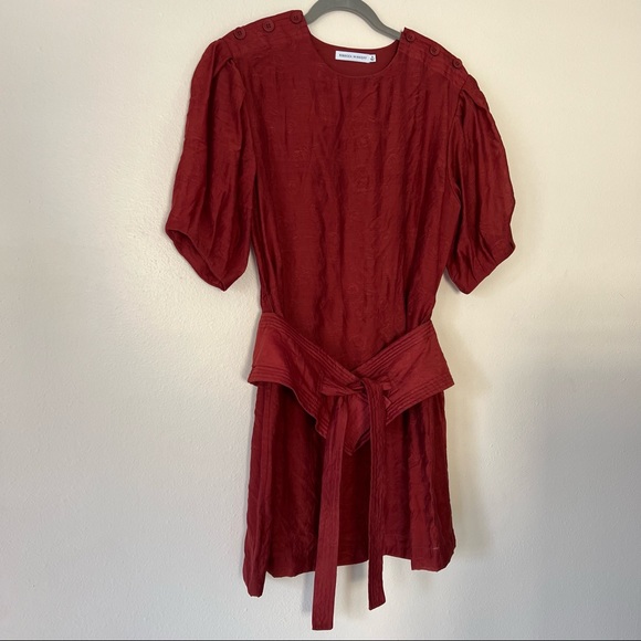 Rebecca Minkoff Belted Mini Dress brick color - Picture 5 of 7